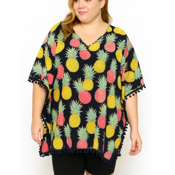 Simply Southern Women's Navy Pineapple Print Tunic Swim Cover Up Size M - Picture 1 of 6